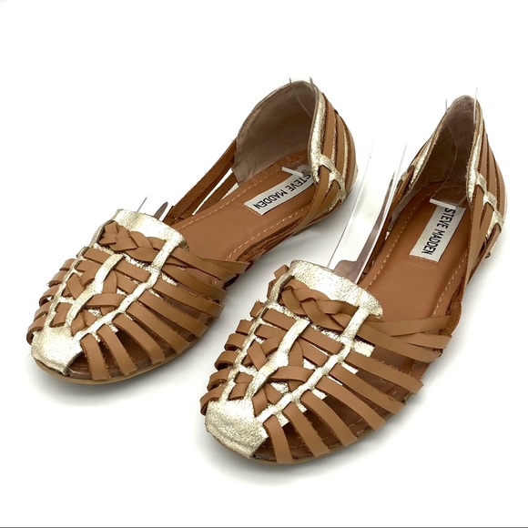 Steve Madden Shoes - Steve Madden Tilsa Huarache Flats Woven Metallic